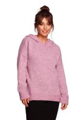 Sweter z Kapturem - Pudrowy. Brązowe swetry MOE, l, bez wzorów, z materiału, bez ramiączek. Za 173.90 zł.