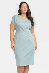 Sukienka ołówkowa letnia z ozdobnym przeszyciem OTTO miętowa. Zielone sukienki KARKO, do pracy, plus size, bez wzorów, z elastanu, biznesowe, bez kołnierzyka, plus size, bez ramiączek, mini, kopertowe. Za 189.50 zł.
