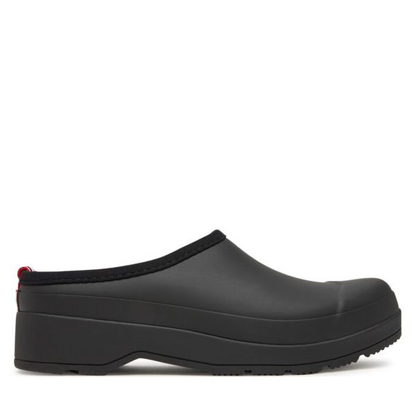 Klapki Hunter. Czarne klapki Hunter, bez wzorów, bez obcasa, bez zapięcia. Za 249.99 zł.