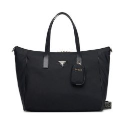 Torebka Guess. Czarne shopper bag Guess, z aplikacjami, bez dodatków. Za 519.99 zł.