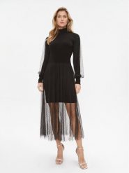 TWINSET Sukienka dzianinowa 232TT3413 Czarny Regular Fit. Czarne sukienki Twinset, s, bez wzorów, z dzianiny, bez kołnierzyka, bez ramiączek. Za 609.99 zł.