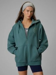 Bluza dresowa loose z kapturem damska 4F 4FRSS26TSWSF2838. Zielone bluzy 4f, s, bez wzorów, z bawełny, bez ramiączek, z kapturem. Za 160.99 zł.