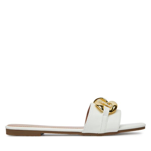 Klapki DeeZee. Białe klapki DeeZee, bez wzorów, bez obcasa, bez zapięcia. Za 83.99 zł.