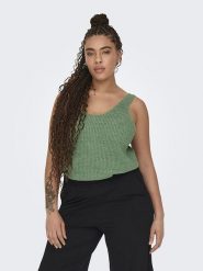 ONLY Carmakoma Top dzianinowy "Sunny" w kolorze zielonym rozmiar: 54. Zielone topy Only Carmakoma, bez wzorów, z dzianiny, bez kołnierzyka, bez ramiączek. Za 32.90 zł.