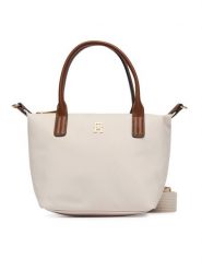 Tommy Hilfiger Torebka Popette Mini Tote AW0AW17709 Écru. Torebki klasyczne Tommy Hilfiger, bez wzorów, z materiału, bez dodatków. Za 369.99 zł.