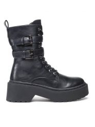 DeeZee Trapery WS5656-01 Czarny. Czarne traperki DeeZee, bez wzorów, ze skóry, bez obcasa, bez zapięcia. Za 229.99 zł.