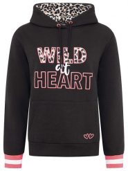 Zwillingsherz Bluza "Wild At Hearts" w kolorze jasnoróżowo-czarnym rozmiar: XL. Czarne bluzy Zwillingsherz, xl, bez wzorów, bez ramiączek, z kapturem. Za 185.32 zł.