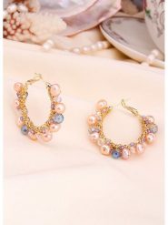 L'Atelier de Gaia Pozłacane kolczyki-kreole z perłami rozmiar: onesize. Pomarańczowe kolczyki L'Atelier de Gaia, z perłą, pozłacane. Za 91.77 zł.