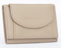 Portfel damski Rovicky R-21-LFN beżowy. Brązowe portfele ROVICKY, bez wzorów, ze skóry. Za 42.75 zł.