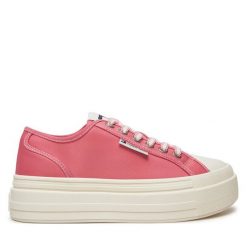 Trampki Tommy Jeans. Czerwone trampki Tommy Jeans, bez wzorów, z jeansu, bez zapięcia. Za 239.99 zł.