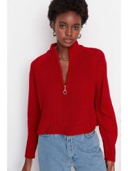 Trendyol Sweter w kolorze czerwonym rozmiar: M. Czerwone swetry Trendyol, m, bez wzorów, ze splotem, bez ramiączek. Za 74.99 zł.