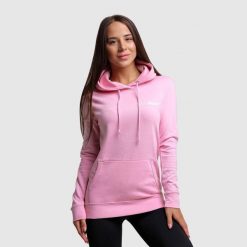 Bluza damska fitness z kapturem różowa PRO. Czerwone bluzy GYMBEAM, xl, bez wzorów, z bawełny, sportowe, bez ramiączek, z kapturem. Za 88.90 zł.