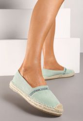 Jasnozielone Espadryle z Plecionym Noskiem i Podeszwą Effielle. Zielone espadryle Renee, bez wzorów, eleganckie, bez obcasa. W wyprzedaży za 23.99 zł.