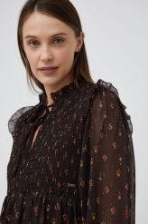 Pepe Jeans sukienka kolor brązowy mini rozkloszowana. Brązowe sukienki Pepe Jeans, l, bez wzorów, z jeansu, bez kołnierzyka, bez ramiączek, mini, rozkloszowane. W wyprzedaży za 264.99 zł.