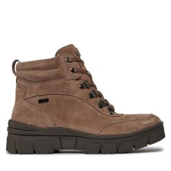 Trapery Caprice. Brązowe traperki Caprice, bez wzorów, bez obcasa, bez zapięcia. Za 469.99 zł.