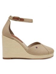 Tommy Hilfiger Półbuty Flag High Wedge Espad Closed Toe FW0FW08494 Beżowy. Brązowe półbuty wsuwane Tommy Hilfiger, bez wzorów, z materiału, bez obcasa, na koturnie. Za 289.99 zł.