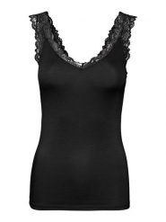Vero Moda Top "Rosa" w kolorze czarnym rozmiar: XS. Czarne topy Vero Moda, xs, bez wzorów, z koronki, bez kołnierzyka, bez ramiączek. Za 30.78 zł.