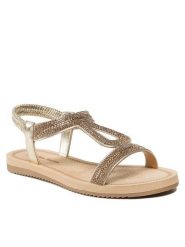 Clara Barson Sandały WSS20835-01A Złoty. Żółte sandały Clara Barson, bez wzorów, ze skóry, bez obcasa, na płaskiej podeszwie, bez zapięcia. Za 99.99 zł.