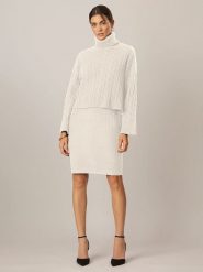 APART 2-częściowy zestaw w kolorze kremowym rozmiar: 40. Brązowe sukienki Apart, bez wzorów, z dzianiny, bez kołnierzyka, bez ramiączek, midi. Za 271.67 zł.