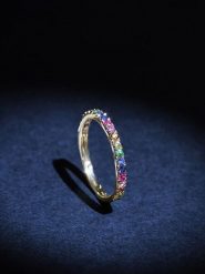 Maison héritage PARIS Złoty pierścionek "Colorful love" z szafirami rozmiar: 54. Żółte pierścionki maison héritage PARIS, z szafirem, złote. Za 1,258.90 zł.