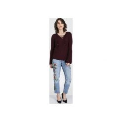 Sweter w stylu boho, SWE117 bordo MKM. Czerwone swetry Mkm swetry, w prążki, z dzianiny, boho. Za 113.00 zł.