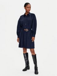 Lauren Ralph Lauren Sukienka koszulowa 250940280001 Granatowy Relaxed Fit. Niebieskie sukienki Lauren Ralph Lauren, bez wzorów, z bawełny, bez kołnierzyka, bez ramiączek, koszulowe. Za 629.99 zł.