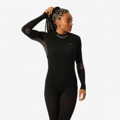 Koszulka termoaktywna narciarska damska Wedze BL500 soft seamless. Bielizna termoaktywna damska WED'ZE, bez wzorów, z elastanu, bez ramiączek, narciarskie. Za 129.99 zł.
