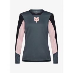 Bluza rowerowa damska Fox Defend LS Jersey Creation. Niebieskie bluzy FOX, bez wzorów, z jersey, sportowe, bez ramiączek, bez kaptura. Za 313.49 zł.