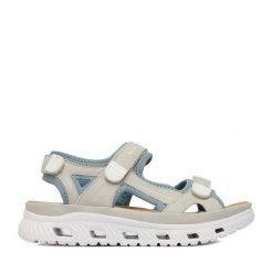 Sandały Rieker. Szare sandały Rieker, bez wzorów, bez obcasa, na płaskiej podeszwie, bez zapięcia. Za 359.99 zł.