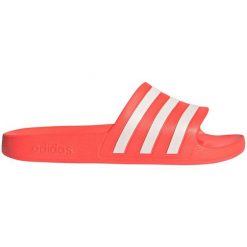 Klapki adidas Adilette Aqua Slide U GZ5235 pomarańczowe pomarańcze i czerwienie. Brązowe klapki bez wzorów, sportowe, bez obcasa, bez zapięcia. Za 132.97 zł.