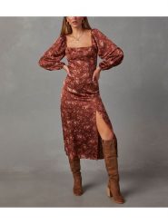 Milan Kiss Sukienka w kolorze jasnobrązowym rozmiar: S. Brązowe sukienki Milan Kiss, na co dzień, s, bez wzorów, bez kołnierzyka, bez ramiączek, midi, proste. Za 165.99 zł.