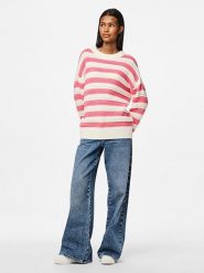 Pieces Sweter w kolorze biało-jasnoróżowym rozmiar: XS. Białe swetry Pieces, xs, bez wzorów, z bawełny, bez ramiączek. Za 66.00 zł.