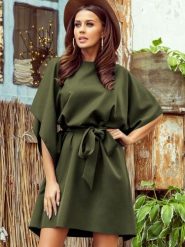 Sukienka Model Sofia 287-13 Khaki - Numoco. Brązowe sukienki NUMOCO, l, bez wzorów, z elastanu, bez kołnierzyka, bez ramiączek, wyszczuplające. Za 236.16 zł.