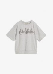 Bluza z mieszanki bawełny. Szare bluzy bonprix, bez wzorów, z bawełny, bez ramiączek, bez kaptura. Za 84.99 zł.