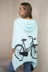 Bluza z nadrukiem roweru miętowa. Zielone bluzy KESI, l, bez wzorów, z bawełny, bez ramiączek, z kapturem. Za 218.51 zł.