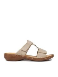 Rieker Klapki CEO-60885-62 Beżowy. Brązowe klapki Rieker, bez wzorów, ze skóry, bez obcasa, bez zapięcia. Za 289.99 zł.