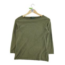 Second life - Damski sweter z jedwabiu w kolorze khaki - Stan bardzo dobry. Zielone swetry Ralph Lauren, bez wzorów, bez ramiączek. Za 118.40 zł.