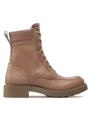 Simple Botki SL-50-02-000099 Beżowy. Brązowe botki Simple, bez wzorów, ze skóry, bez obcasa, na płaskiej podeszwie, bez zapięcia. Za 279.99 zł.