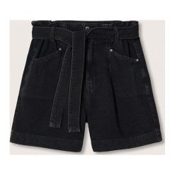 Mango szorty jeansowe Ares damskie kolor szary gładkie high waist. Szare szorty Mango, bez wzorów, z jeansu. Za 119.99 zł.