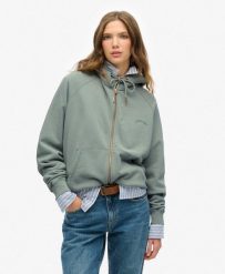 Kurtka dresowa z kapturem zapinana na zamek, damska, z rękawami raglanowymi Supe. Białe kurtki Superdry, m, bez wzorów, z dresówki, z kapturem. Za 294.20 zł.
