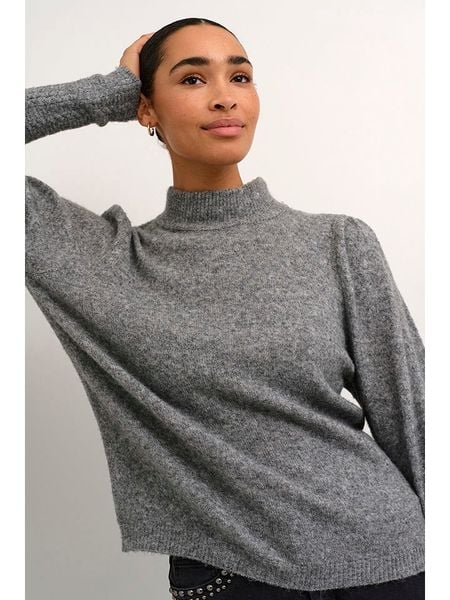 Kaffe Sweter w kolorze szarym rozmiar: M. Szare swetry Kaffe, m, bez wzorów, ze splotem, bez ramiączek. Za 87.61 zł.