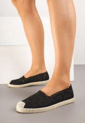 Czarne Espadryle Vices z Ażurową Cholewką i Plecionym Sznurkiem Arivoni. Czarne espadryle Renee, w ażurowe wzory, eleganckie, bez obcasa. W wyprzedaży za 35.99 zł.