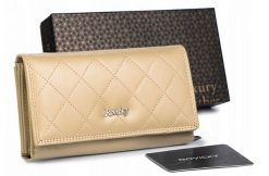 Portfel pikowany Rovicky [DH] R-RD-07-GCL-Q beżowy. Brązowe portfele ROVICKY, z aplikacjami, ze skóry. Za 71.99 zł.