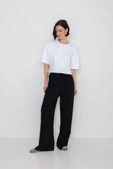 SPODNIE JANE CZARNE M - Flawless. Czarne spodnie materiałowe Flawless, bez wzorów, z wiskozy, eleganckie, z podwyższonym stanem. Za 360.00 zł.