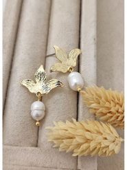 Nakkash Pozłacane kolczyki-wkrętki z perłami rozmiar: onesize. Żółte kolczyki Nakkash, z perłą, pozłacane. Za 39.99 zł.