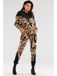 Awama Spodnie w kolorze jasnobrązowo-czarnym rozmiar: XL. Brązowe spodnie materiałowe Awama, bez wzorów, z materiału. Za 144.99 zł.