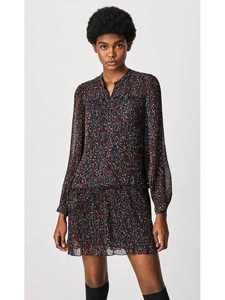 Pepe Jeans FOOTWEAR Sukienka ze wzorem rozmiar: L. Sukienki Pepe Jeans FOOTWEAR, l, bez wzorów, z jeansu, bez kołnierzyka, bez ramiączek, mini. Za 118.01 zł.