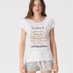 Piżama Sweet cataroons - Biały. Piżamy marki Sinsay. Za 39.99 zł.