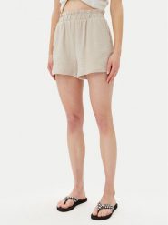 Vero Moda Szorty materiałowe Natali 10279687 Beżowy Baggy Fit. Brązowe szorty Vero Moda, bez wzorów, z bawełny. Za 89.99 zł.