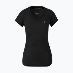Koszulka damska FILA Rahden. Czarne t-shirty sportowe Fila, xs, bez wzorów, z materiału, bez ramiączek, na fitness i siłownię. Za 67.99 zł.